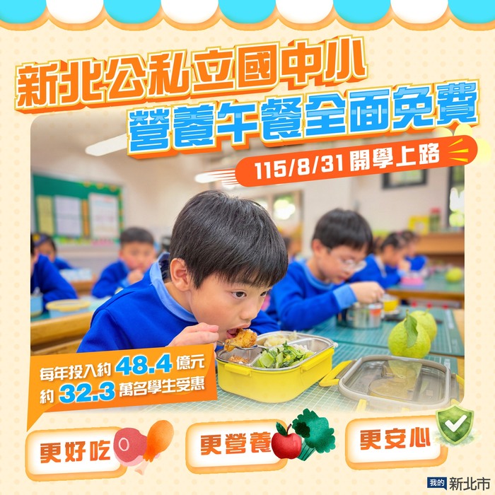 新北公私立國中小營養午餐全面免費